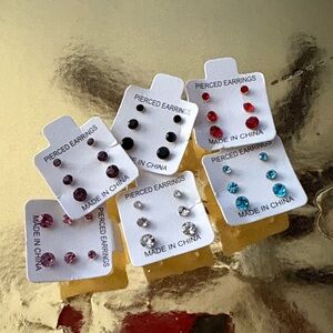 Elegant Multi-Color Stud Earrings Set
